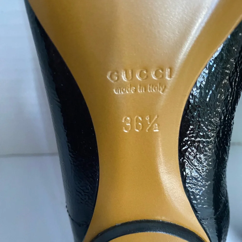 GUCCI Black Patent Leather Horsebit Embroidered Ballet Flats - Picture 8 of 14